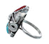 Authentic Sterling Silver Navajo Turquoise Coral Leaf Design Ring Size 8-1/2 AX128332
