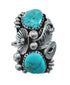 Authentic Sterling Silver Navajo Turquoise Leaf Design Ring Size 6 AX128334