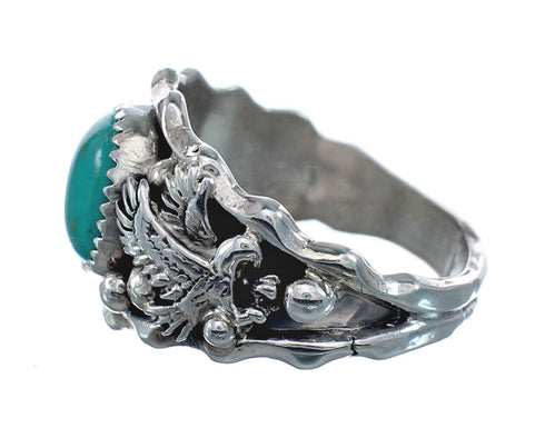 Genuine Sterling Silver Eagle Navajo Turquoise Ring Size 13 AX128455