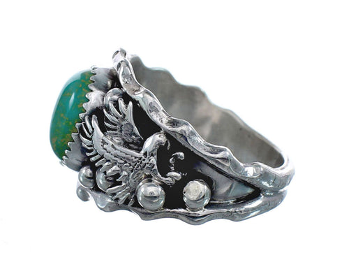 Genuine Sterling Silver Eagle Navajo Turquoise Ring Size 11-1/2 AX128461