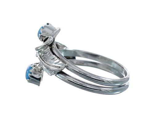 Sterling Silver Leaf Navajo Blue Opal Ring Size 7-1/4 AX128326