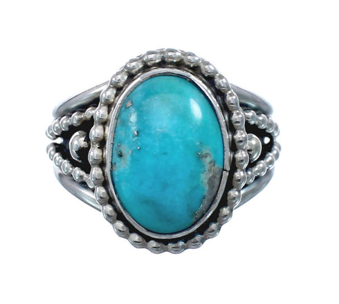 Native American Turquoise Sterling Silver Navajo Ring Size 8 AX128376
