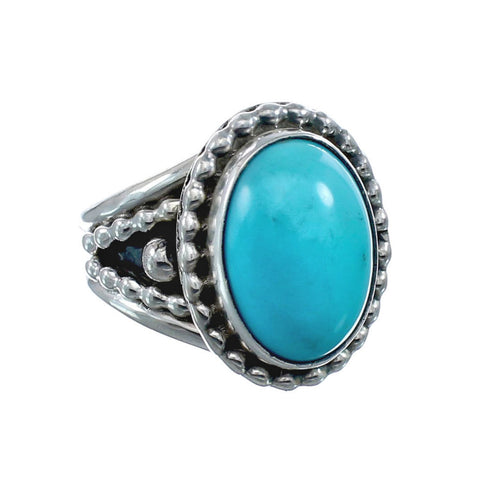 Native American Turquoise Sterling Silver Navajo Ring Size 6-1/4 AX128377