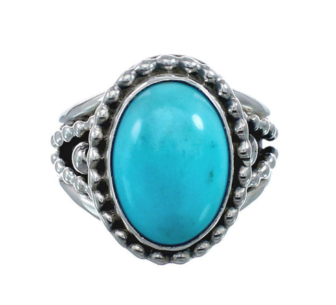 Native American Turquoise Sterling Silver Navajo Ring Size 6-1/4 AX128377