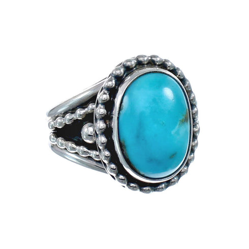 Native American Turquoise Sterling Silver Navajo Ring Size 7-1/4 AX128378