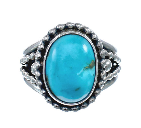 Native American Turquoise Sterling Silver Navajo Ring Size 7-1/4 AX128378