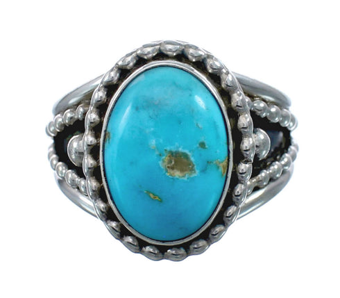 Native American Turquoise Sterling Silver Navajo Ring Size 8 AX128381