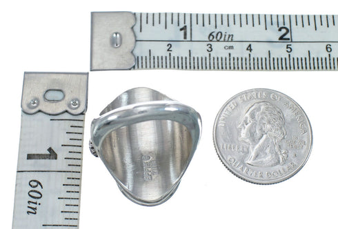 Genuine Sterling Silver Zuni Snake Turquoise Coral Ring Size 8-1/2 AX128341