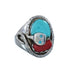 Genuine Sterling Silver Zuni Snake Turquoise Coral Ring Size 9 AX128342