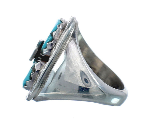 Genuine Sterling Silver Zuni Snake Turquoise Ring Size 7-1/4 AX128343