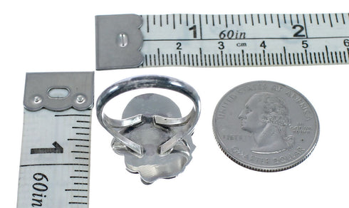 Turquoise Sterling Silver Navajo Leaf Ring Size 8-3/4 AX128368