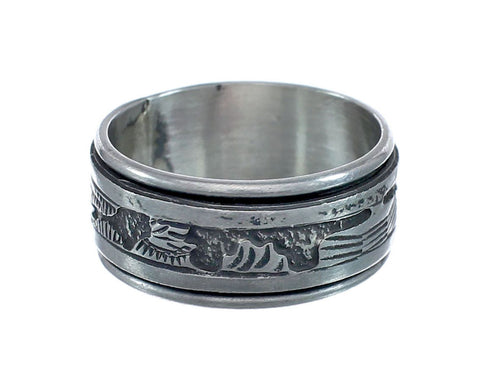 Native American Navajo Sterling Silver Story Teller Ring Size 9-3/4 AX128434