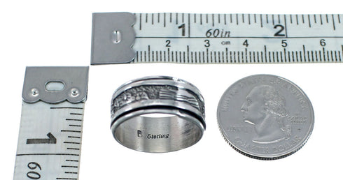 Native American Navajo Sterling Silver Story Teller Ring Size 9-3/4 AX128434