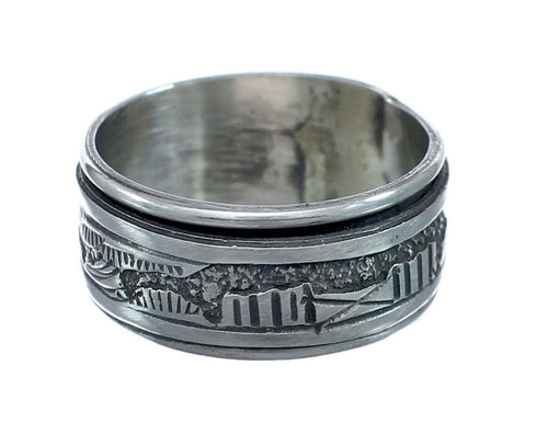 Native American Navajo Sterling Silver Story Teller Ring Size 9-1/2 AX128450