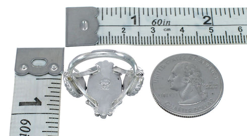 Genuine Sterling Silver Concho Navajo Turquoise Ring Size 6-3/4 AX128346