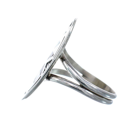 Sterling Silver Coral Turquoise Inlay Navajo Ring Size 6-1/4 AX128387