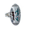 Sterling Silver Coral Turquoise Inlay Navajo Ring Size 9 AX128389