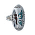 Sterling Silver Coral Turquoise Inlay Navajo Ring Size 9 AX128389