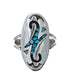 Sterling Silver Coral Turquoise Inlay Navajo Ring Size 7-3/4 AX128390
