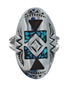 Sterling Silver Coral Turquoise Inlay Navajo Ring Size 6-1/4 AX128395