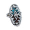 Sterling Silver Coral Turquoise Inlay Navajo Ring Size 6 AX128405