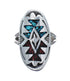 Sterling Silver Coral Turquoise Inlay Navajo Ring Size 6 AX128405