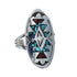 Sterling Silver Coral Turquoise Inlay Navajo Ring Size 8 AX128416