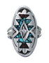 Sterling Silver Coral Turquoise Inlay Navajo Ring Size 8 AX128416