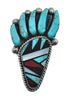 Native American Sterling Silver Multicolor Inlay Bear Paw Ring Size 9-1/2 AX128539
