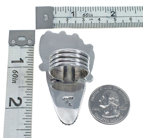 Native American Sterling Silver Multicolor Inlay Bear Paw Ring Size 9-1/2 AX128539