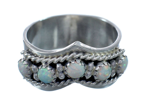 Native American Navajo Opal Genuine Sterling Silver Ring Size 7-3/4 AX128533