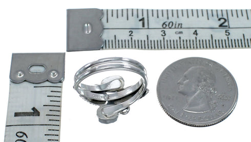 Native American Coral And Turquoise Silver Leaf Ring Size 7-1/2 AX128728