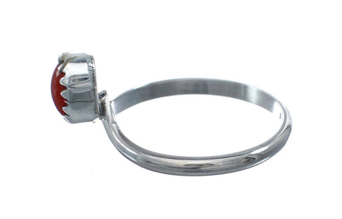 Native American Coral Genuine Sterling Silver Ring Size 3-1/4 AX128597