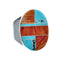 Genuine Sterling Silver Turquoise Oyster Shell Inlay Navajo Ring Size 10-1/4 AX128627