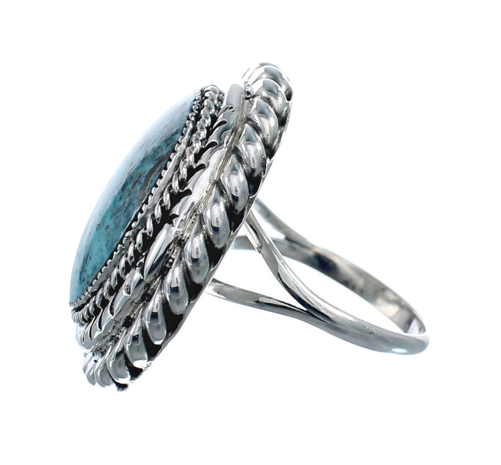 Native American Turquoise Sterling Silver Navajo Ring Size 9-3/4 AX128 ...