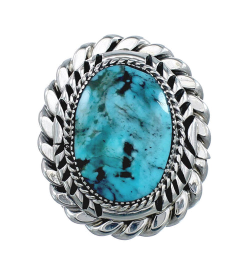 Native American Turquoise Sterling Silver Navajo Ring Size 8 AX128581