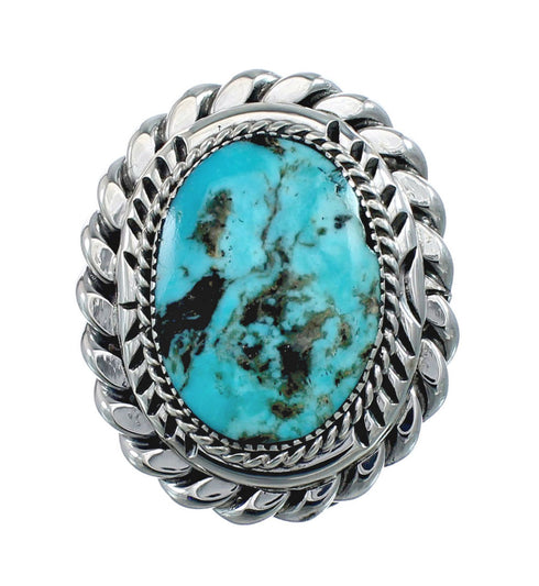 Native American Turquoise Sterling Silver Navajo Ring Size 6 AX128584