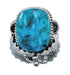 Scalloped Leaf Sterling Silver Turquoise Navajo Ring Size Size 9-1/4 AX128467