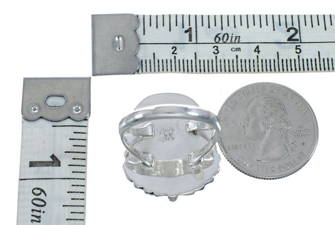 Scalloped Leaf Sterling Silver Turquoise Navajo Ring Size Size 9-1/4 AX128467