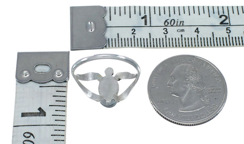 Native American Zuni Blue Opal Sterilng Silver Turtle Ring Size 6 AX128472