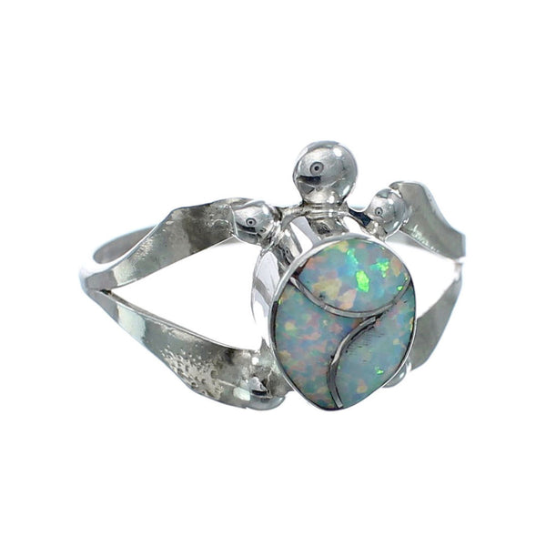 Native American Zuni Opal Sterilng Silver Turtle Ring Size 7 AX128479