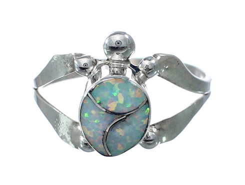 Native American Zuni Opal Sterilng Silver Turtle Ring Size 7 AX128479
