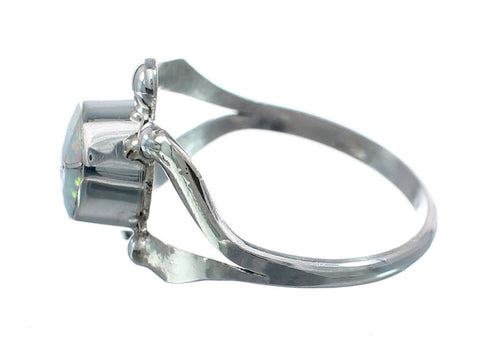 Native American Zuni Opal Sterilng Silver Turtle Ring Size 8 AX128480