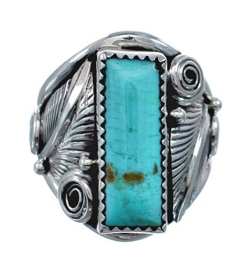 Sterling Silver Turquoise Native American Feather Ring Size 9-1/4 AX128699
