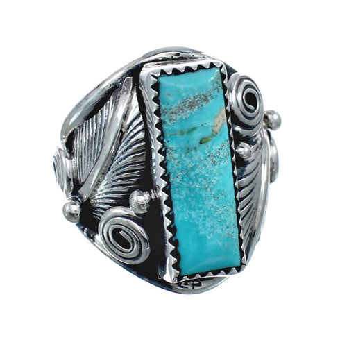 Sterling Silver Turquoise Native American Feather Ring Size 8-1/2 AX128702