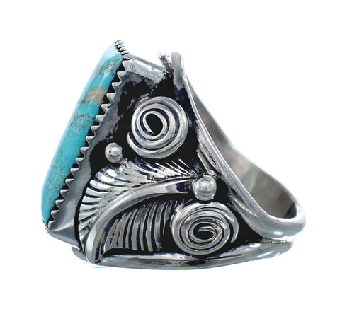 Sterling Silver Turquoise Native American Feather Ring Size 8-1/2 AX128702