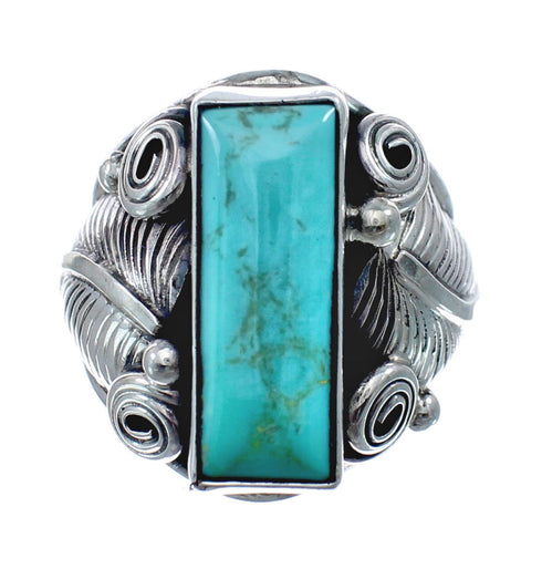 Sterling Silver Turquoise Native American Feather Ring Size 7 AX128704