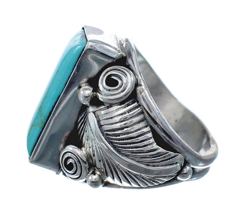 Sterling Silver Turquoise Native American Feather Ring Size 7 AX128704