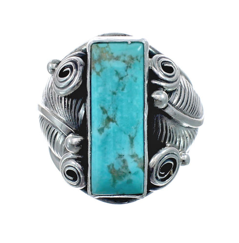 Sterling Silver Turquoise Native American Feather Ring Size 7-1/4 AX128706