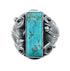 Sterling Silver Turquoise Native American Feather Ring Size 7-1/4 AX128706